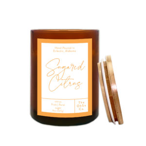The OhSo Co. 8oz Scented Soy Wax Candle with Wooden Wick. Scent: Sugared Citrus