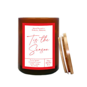 The OhSo Co. 8oz Scented Soy Wax Candle with Wooden Wick. Scent: Tis the Season