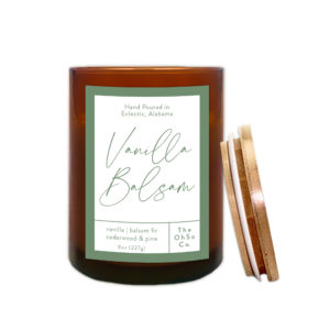 The OhSo Co. 8oz Scented Soy Wax Candle with Wooden Wick. Scent: Vanilla Balsam